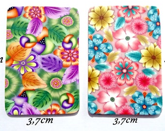 Feuilles de motifs floraux en pâte polymère : motifs floraux, couleurs vives, fabrication de bijoux, imprimé floral