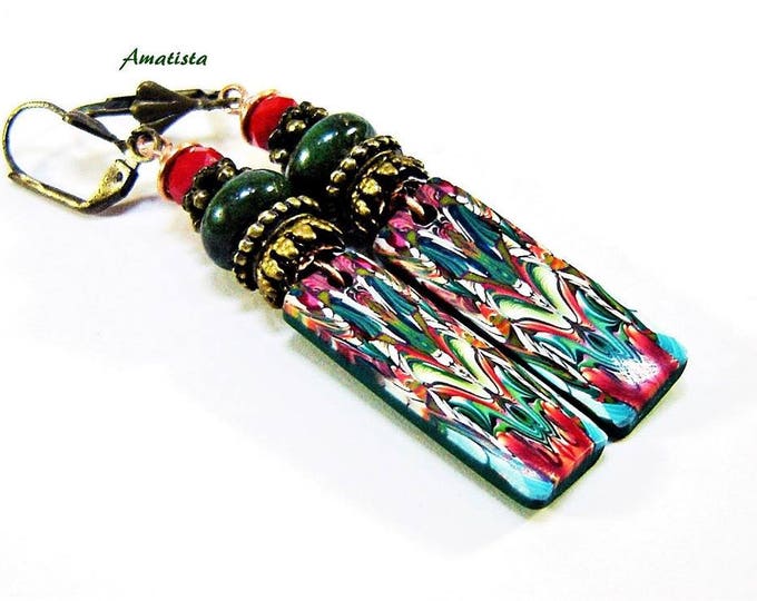 Polymer Clay Earrings Black Friday Polymer Clay Bohemian Etsy