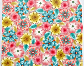 Feuilles de motifs floraux en pâte polymère : motifs floraux, couleurs vives, fabrication de bijoux, imprimé floral