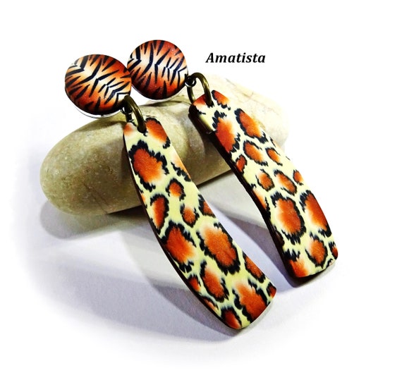 Polymer clay earrings: Animal print earrings Unique ...