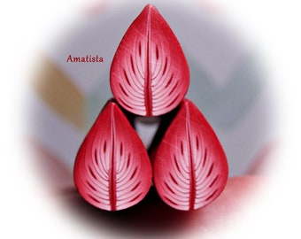 Feuilles de canne en argile polymère : Canne en argile polymère brute - Accessoires de canne Millefiori - Canne à feuilles rouge - Accessoires pour bijoutiers