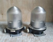 Vintage Set of 2 USSR Lamps, Two Soviet Industrial lamps, Retro lightening, loft lamp, bunker lighting, Pendant Factory lamp, Outdoor light