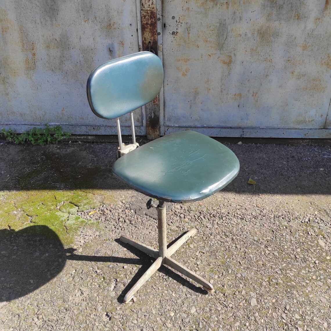 Vintage Swivel Chair Round Soviet Adjustable Chair USSR Etsy