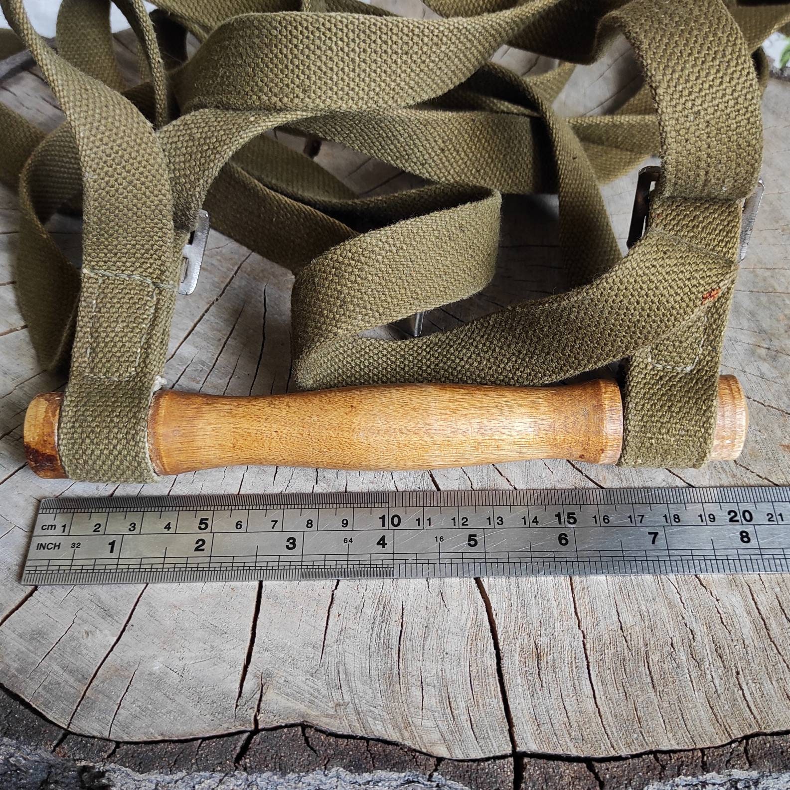 Vintage Military Heavy Duty Carrying Strap with Wooden Handle Etsy