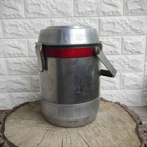 Vintage Soviet Food Thermos Temet 4L, USSR Food Container, Stainless Steel  Thermos With Plate, Picnic, Hiking, Camping Food Carrier 1970s 