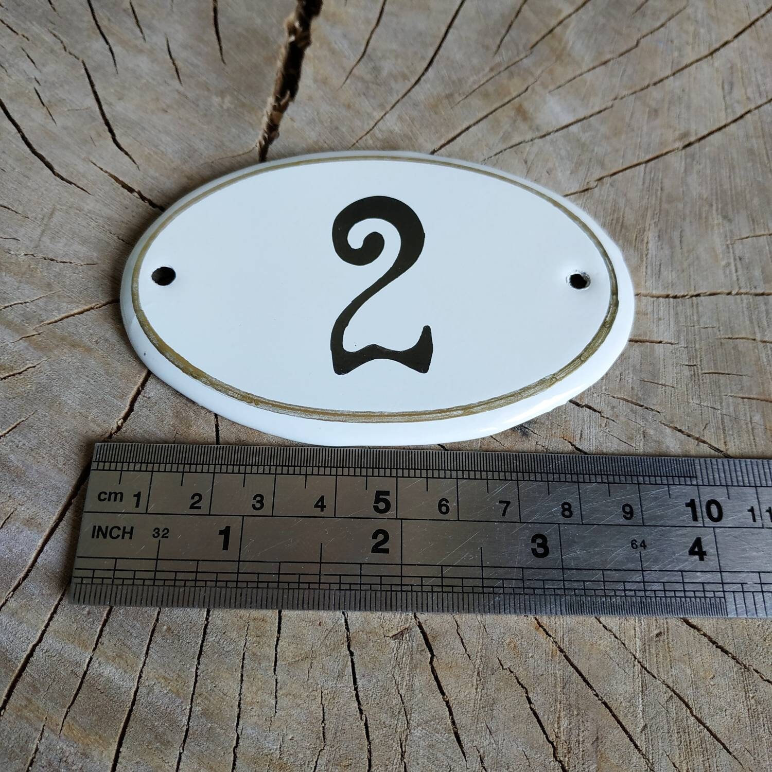 Door Number 2 Enamel door plate Metal house number Two | Etsy