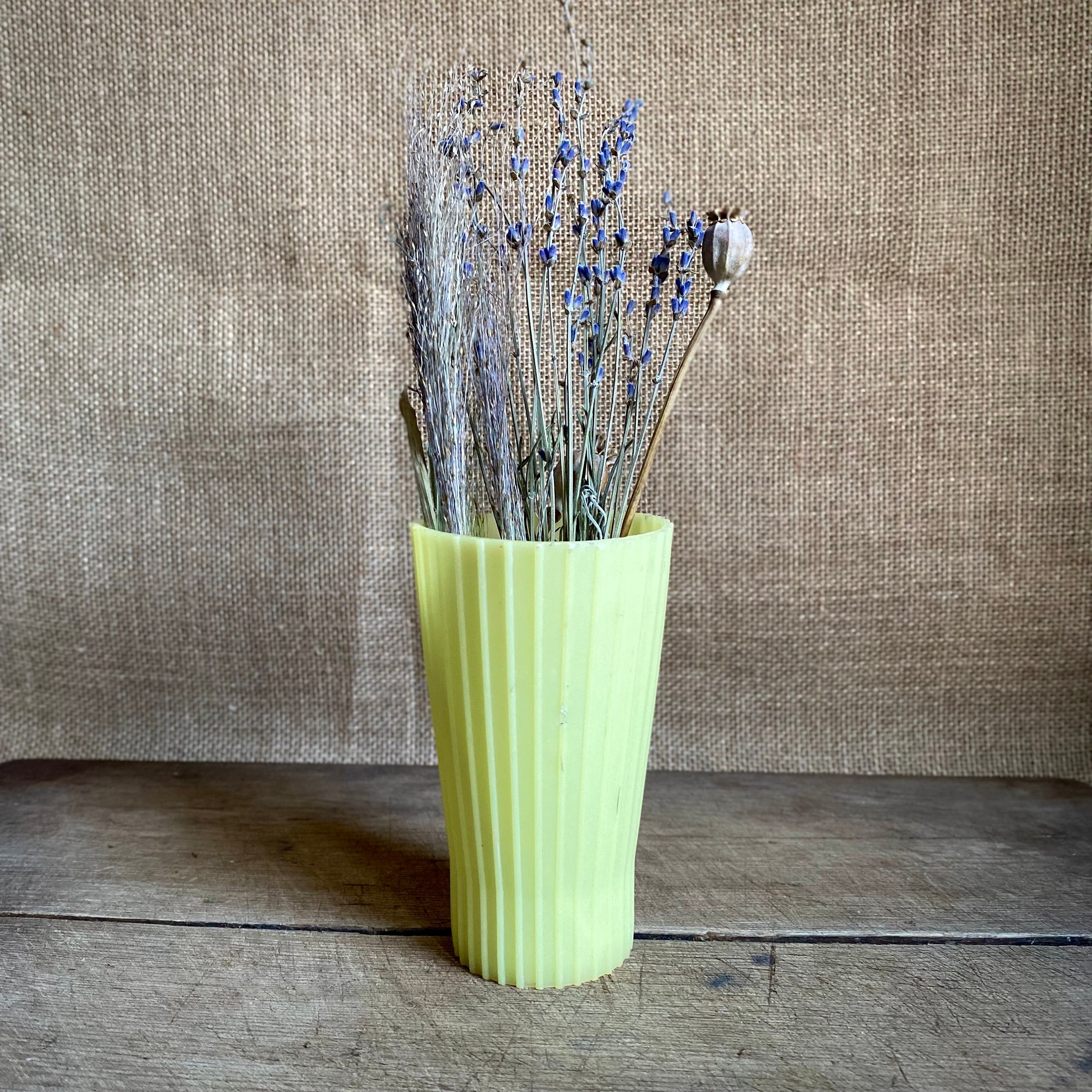 Cotton Cord Wrapped Plastic Vase, Hand Made, for Live or Artificial Flowers  or Use in a Group Display. 8 Tall 4 Diameter 