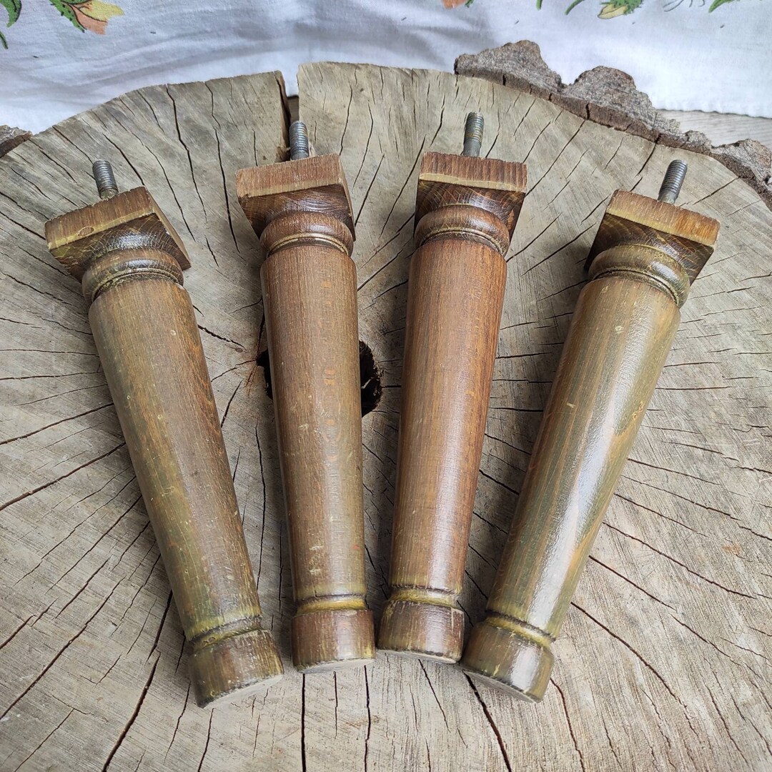 Set of 4 Vintage Furniture Legs Four Сarved Wood Legs Etsy