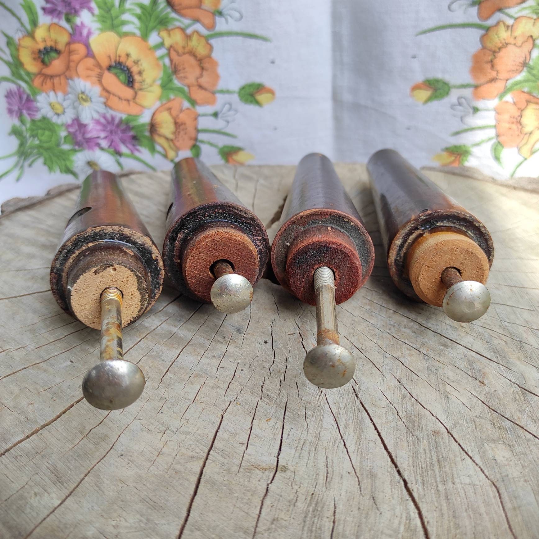 Set von 4 Vintage Möbelbeinen vier geschwungene Holzbeine | Etsy