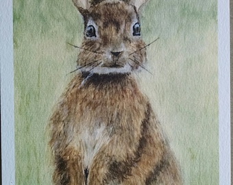 Bunny Rabbit - Original Watercolor Painting Print - Easter, Cottontail - Printed on 140# Canson watercolor paper. 5x7 Print