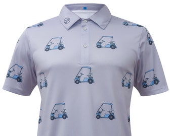 Power Golf Gray Print Polo shirt Cart Logo PGA Men style 2018 Casual