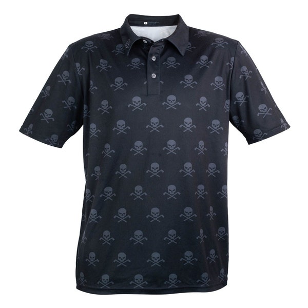 Tropical Leaf Skull Men's Golf Shirts main image 0