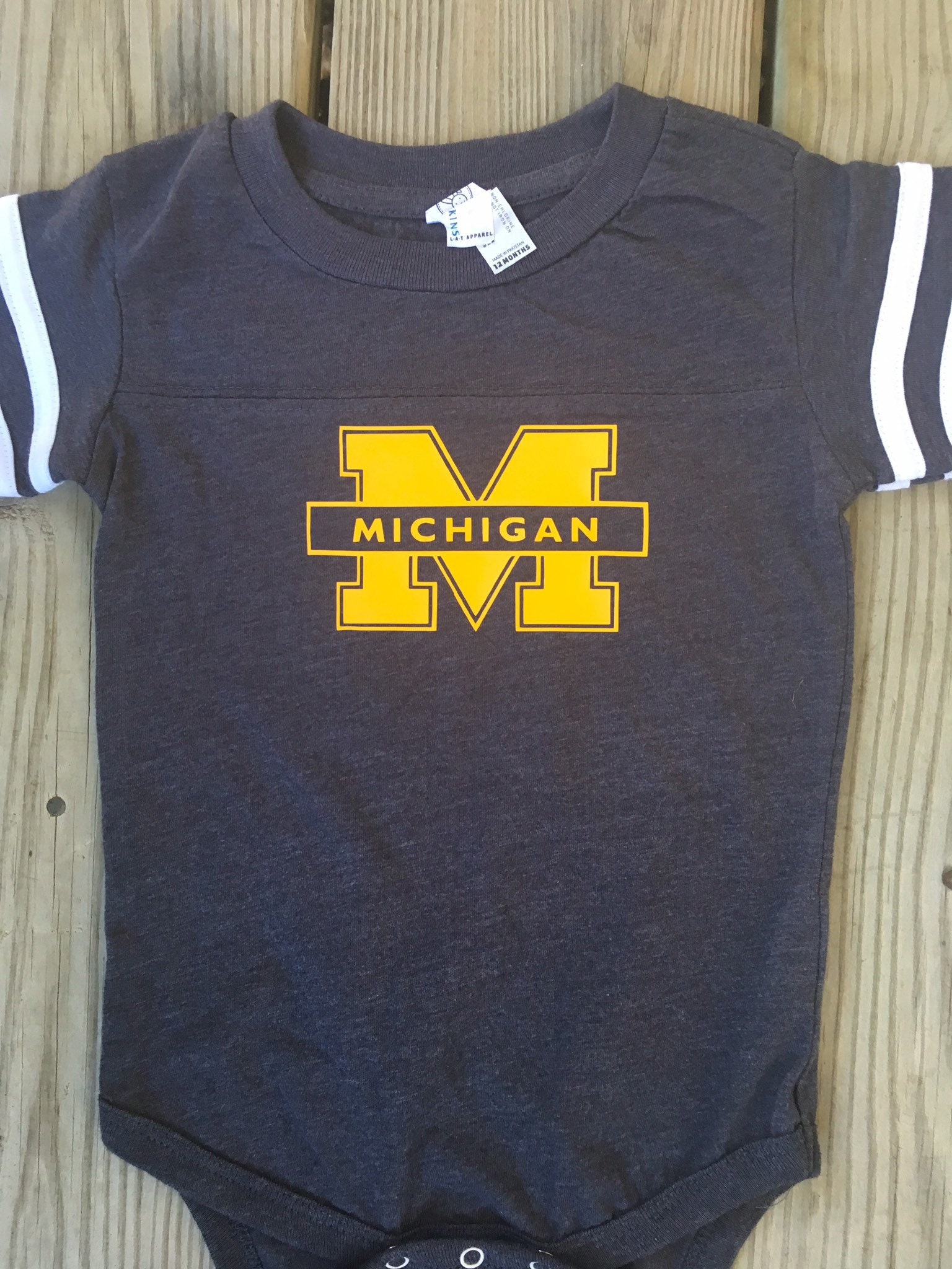 Michigan Wolverines baby jersey onesie Personalized Baby Etsy