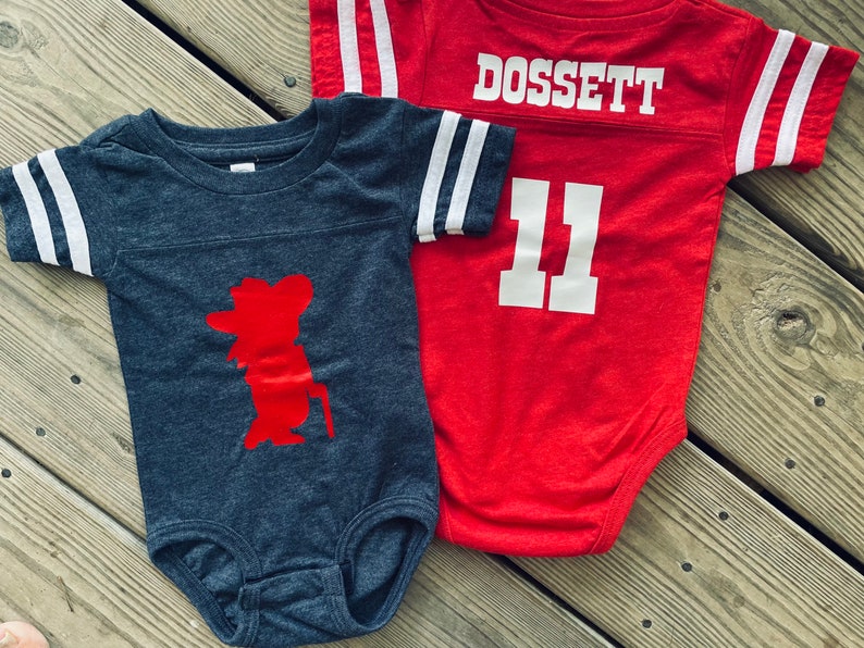Ole Miss Baby Jersey Onesie Personalized Baby Gift Col Reb Etsy