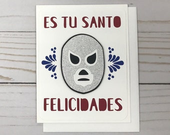 Mexican luchador "El Santo" birthday  Card, El enmascarado de Plata, Feliz Cumpleaños, birthday card, Tarjetas de Cumpleanos, bday, cumple