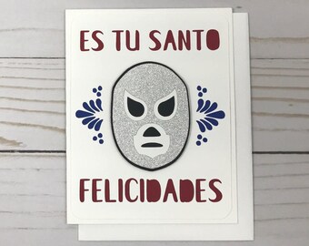 "Mexikanischer Luchador ""El Santo"" Geburtstagskarte, El enmascarado de Plata, Feliz Kumpleaños, Geburtstagskarte, Tarjetas de Kumpleanos, bday, cumple."