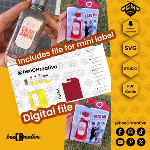 Digitaal bestand DIY mini Gran Amor-likeur, Gran Malo Tequila-doosverpakking klaar om SVG-bestanden te personaliseren