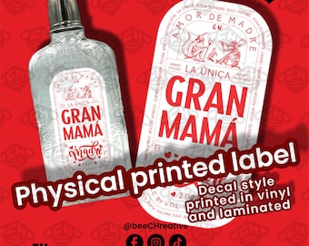 Printed physical decal style label for, Gran Mamá liqueur, Gran Malo Tequila,750 ml presentation, Gran Mamá costume label.