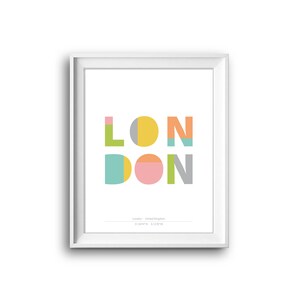 London,London text poster,Printable,Instant Download,London City,city coordinates,London Decor,London Gift,London poster, London text poster