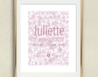 Custum BIRTH POSTER boy girl, geboorte poster maternity gift, uniek kraamkado, gepersonaliseerd, newborn, baby, gift kado,