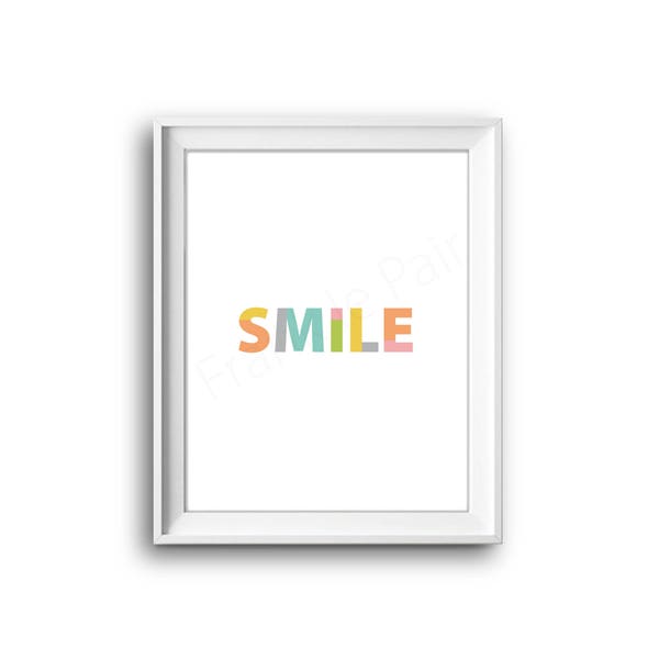 Smile,Lach,Printable Kids Art,Print,Kidsroom Decor, Nursery Print,Printable Print,Digital Download,Positive feeling, emotion,healthy, text