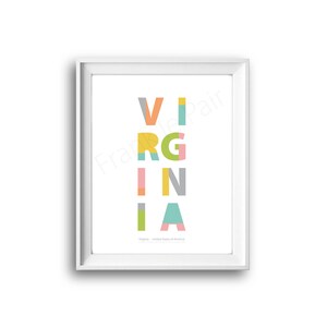 Virginia,United States of America,State Virginia,Virginia print,Printable,Instant Download,Virginia Gift,50 States USA,Wall art,Typographic