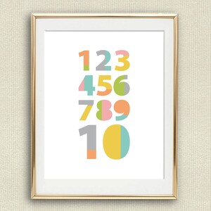 Numbers Kids Print, Playroom Decor, Kids Wall Art, Pastel Nursery Print, Printable Nursery Wall Art, Playroom Print, Printable Kids Room Art