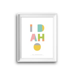 Idaho, United States of America, Idaho poster, Printable, Instant Download, Idaho, Idaho Gift, Idaho print, 50 States USA, USA print Idaho