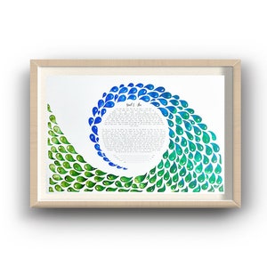 Watercolor Ketubah Print | Wave Ketubah | Interfaith Ocean Ketubah
