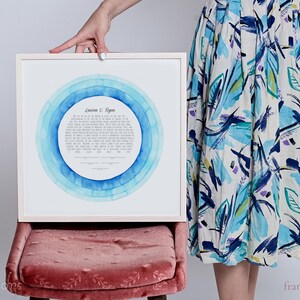 Blue Watercolor Ketubah | Custom Simple Ketubah | Blue Rings Jewish Ketubah