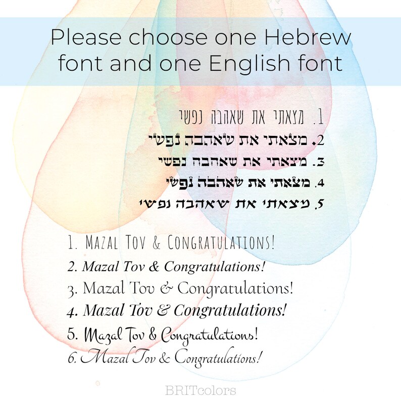 Blue Watercolor Ketubah Custom Simple Ketubah