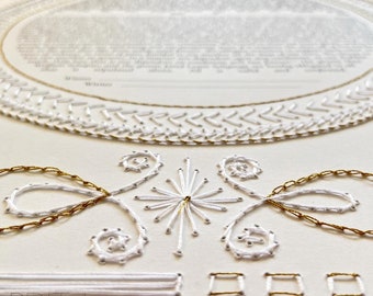 Embroidered Ketubah, Modern Ketubah, Jewish wedding Gift, Contemporary Custom Ketubah, Wedding Ketubah, White & Gold Ketubah