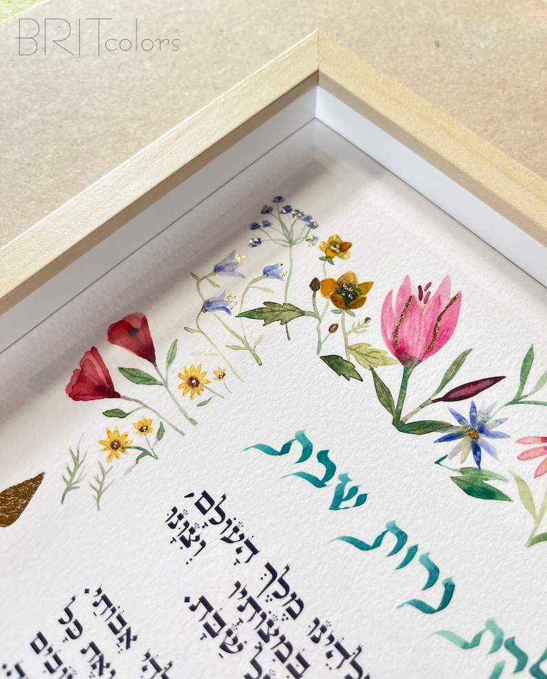 Shabbat Candle Lighting Blessing | Hebrew Prayer | Watercolor ...