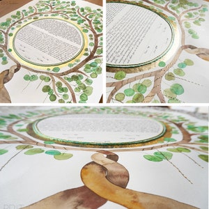 Custom Watercolor & Pure Gold Leaf Ketubah | Contemporary Interfaith Ketubah | Customize Reform Ketubah | Unique One Of A Kind Ketubah Art
