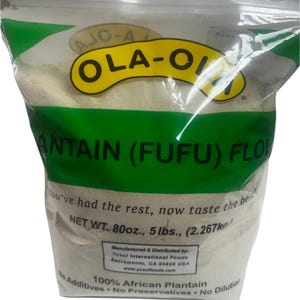 OLA-OLA Plantain (Fufu) Flour – 100% Natural African Plantain for Authentic Fufu & More! - Pack of 2