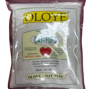 Oloye Oat Fufu – Whole Grain, High-Fiber African Fufu Flour - 2lb - Pack of 2