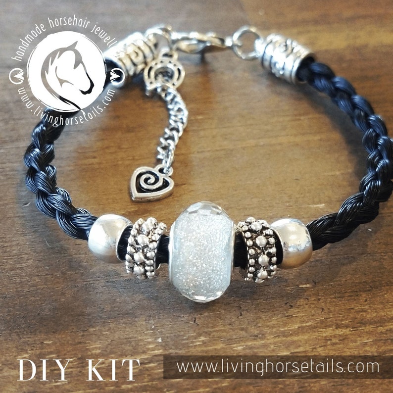 DIY Kit for Horsehair Braided Bracelet with Acrylic Bead BONUS CHARM AND BEADS DIY Kit for Horsehair Braided Bracelet with Acrylic Bead BONUS CHARM AND BEADS