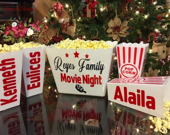 Personalized Popcorn Set /Personalized Popcorn Tub/ Party Favors, Family Gifts, Party Favors Popcorn. Gift Basket