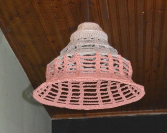 Handmade Crochet Pendant Lamp: Boho Hanging Light