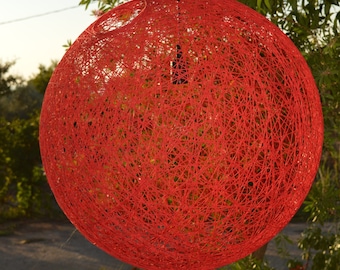 Giant Cotton Yarn Sphere Pendant Lamp: Nordic Bedroom Light (32-38")