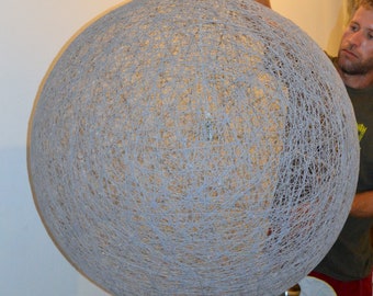 Giant Cotton Yarn Globe Pendant Light: Handmade Plug-In Lamp (32 to 38")