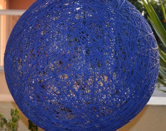 Lámpara colgante de globo azul, lámpara moderna de esfera tejida, luminaria de techo escandinava, lámpara colgante artística para decoración.