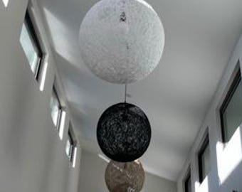 Modern Hallway Pendant Light, Large Globe Staircase Chandelier, Custom Yarn Sphere Hanging Lamp