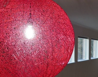 Red Sphere lighting fixture, Globe hanging lamp. Modern pendant light. Bedroom lamp. Living room light. Ceiling lamp. (65cm-26")