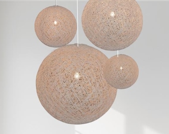 Handmade Yarn Globe Pendant Light, Modern Sphere Ceiling Lamp, Scandinavian Hanging Lighting, Custom Color Pendant Lamp