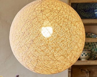 Handmade Yarn Pendant Light Globe Lamp Japandi Scandinavian Boho Hanging Ceiling Lighting