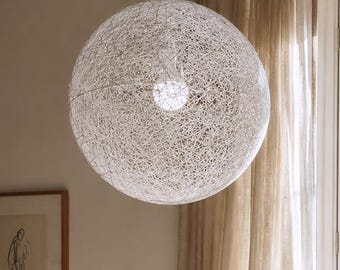 Ręcznie robiona lampa wisząca z włóczki, oświetlenie salonu, żyrandol w kształcie kuli, wystrój domu