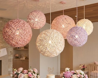 Lámpara de araña para guardería, lámparas colgantes de globo en tonos pastel, iluminación para la habitación del bebé.