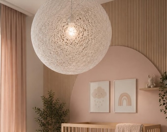Lámpara colgante infantil, lámpara de globo de hilo, decoración para habitación de bebé, luz para habitación infantil, iluminación infantil escandinava