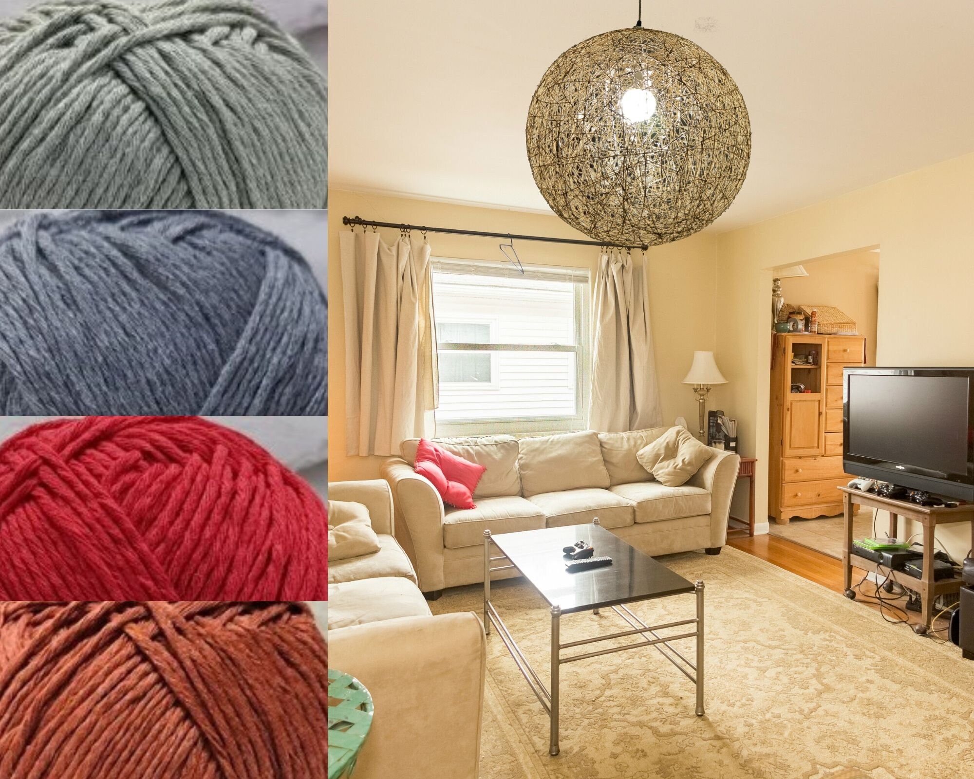 球形ペンダントライト：ブラックストリングシャドウランプ（55 cm-22